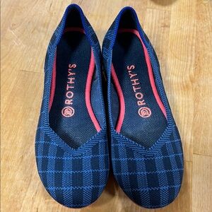 Rothy’s The Flat Indigo Gingham Retired Women’s Size 8